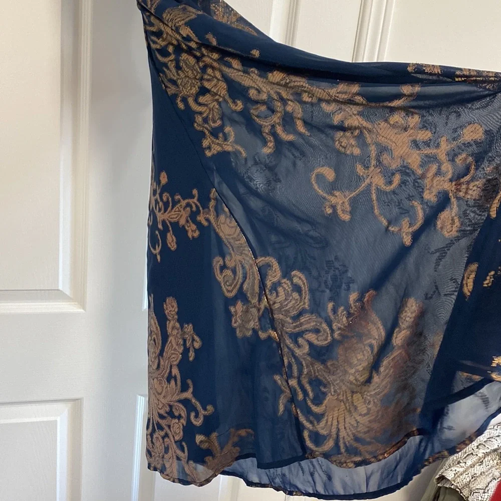 Green & Gold High Neck Babydoll Dress by One Clothing LA - Picture 3 of 12